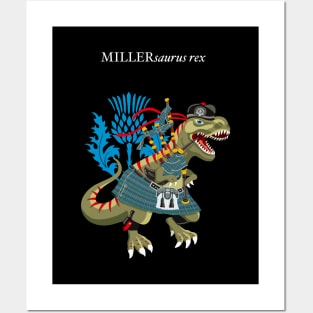 Clanosaurus Rex MILLERsaurus rex Plaid Miller Scotland Ireland Family Tartan Posters and Art